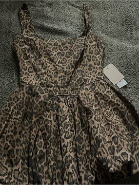 Girls Leopard Print Brown Party Dress